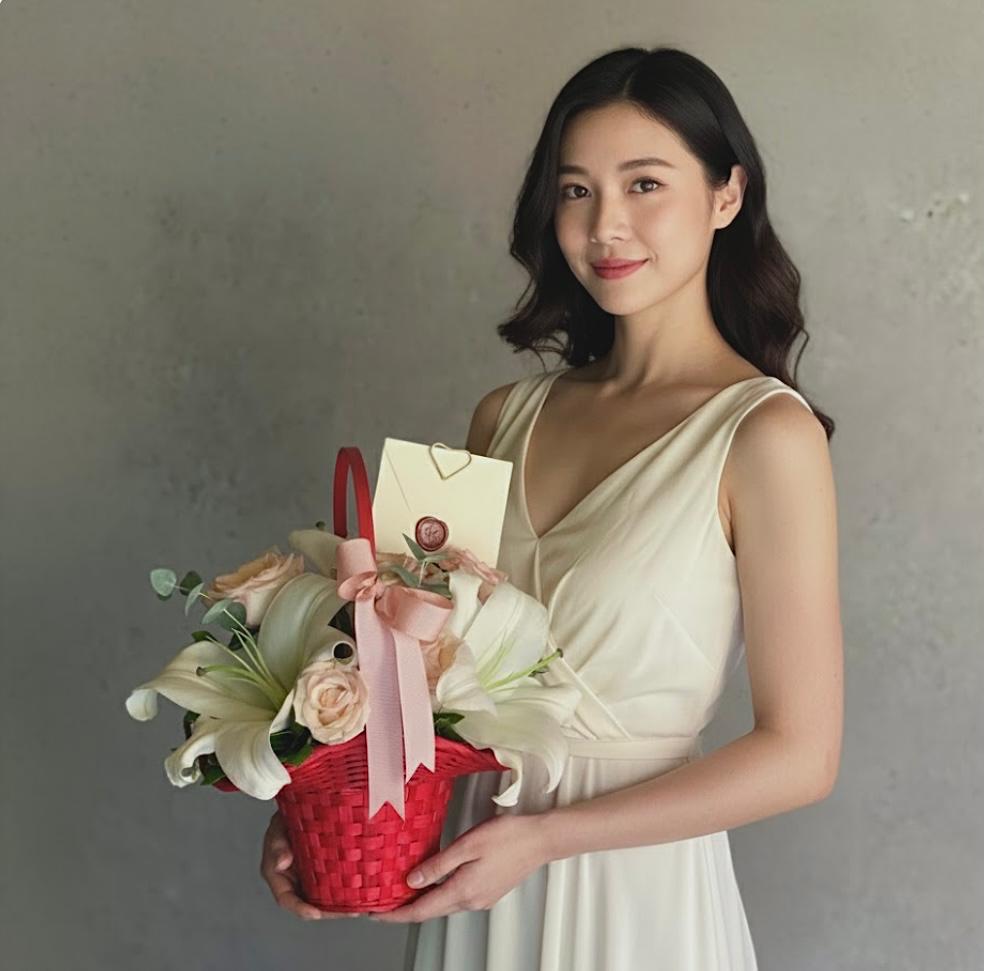 Sepette Kokulu  Lilyum ve  Pembe Gül