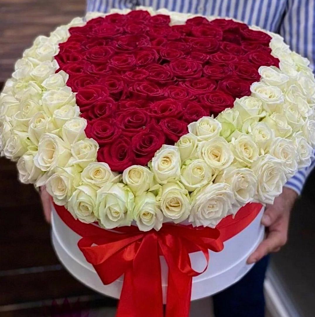 Beyaz Sarılış: Kalp Merkezli Kırmızı Beyaz Güller