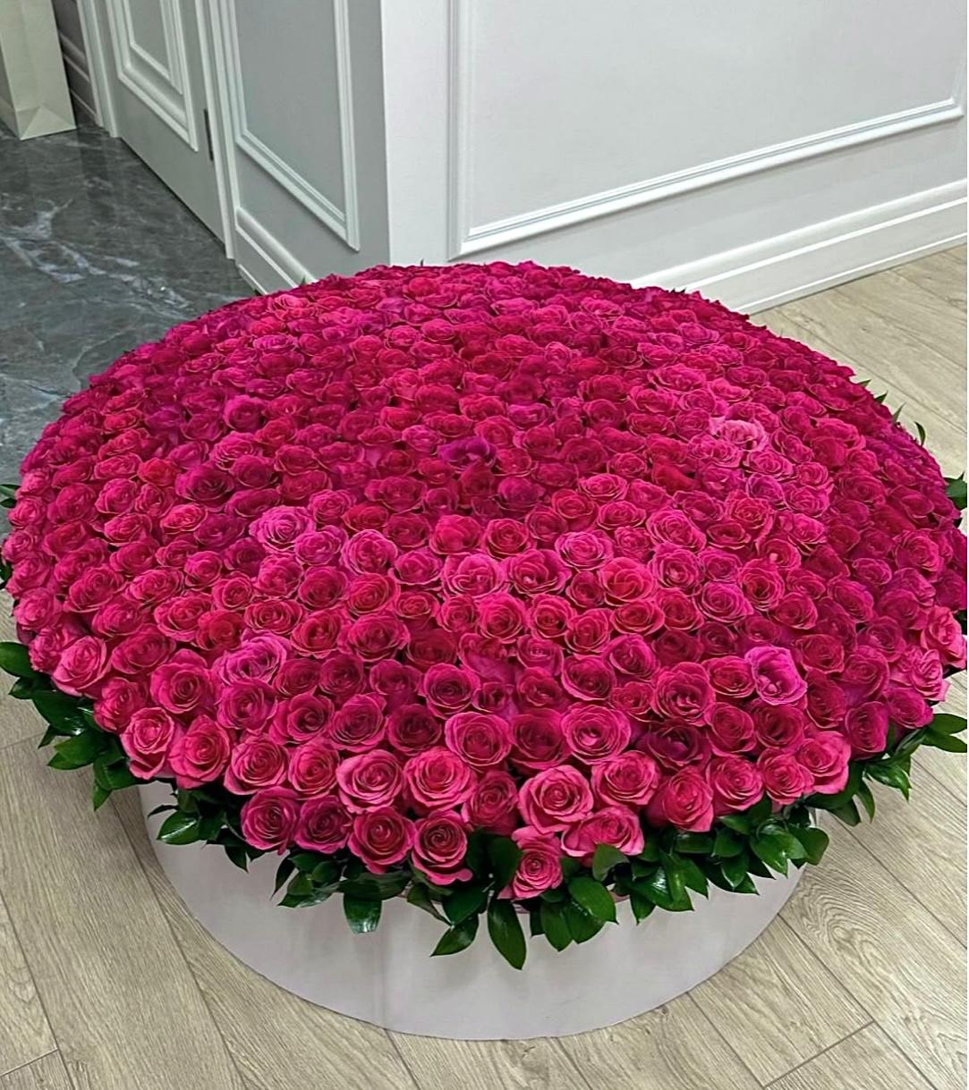 Bin Gülün Hikayesi: Hot Pink Dev Kutu İçinde Tutkulu Güller