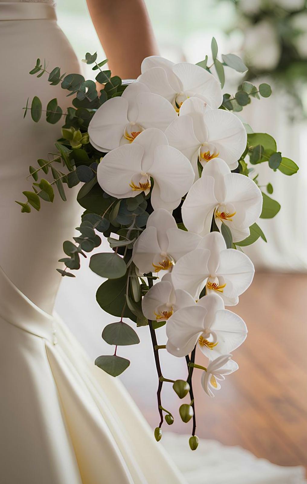 Beyaz Sarkıt Orkide Buketi